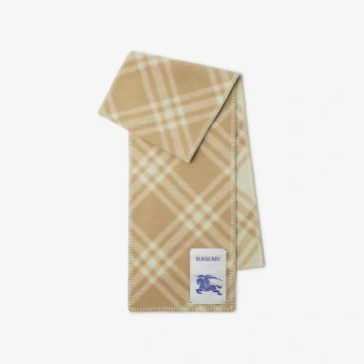 Burberry Check Wool Scarf In Archive Beige