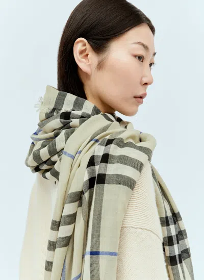 Burberry Wool Check Scarf In Beige