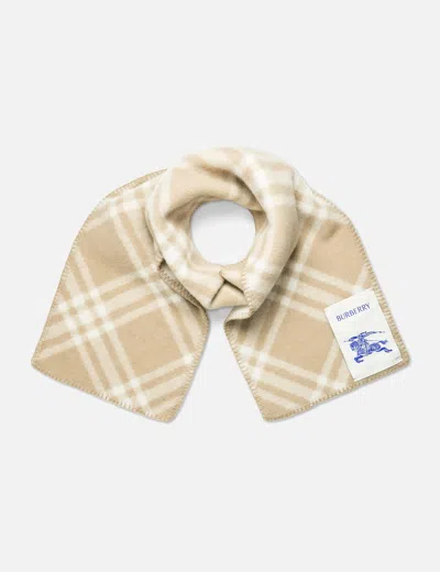 Burberry Check Wool Scarf In Brown