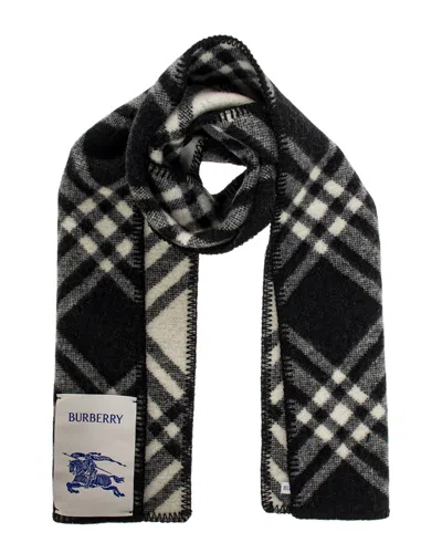 Burberry Check Wool Scarf In Black