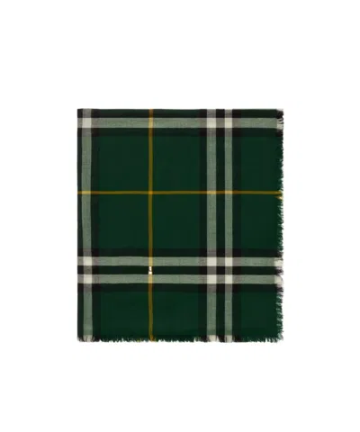 Burberry Check Wool Scarf In Black
