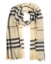 Burberry Check Wool Scarf In Brown