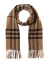 Burberry Check Wool Scarf In Brown
