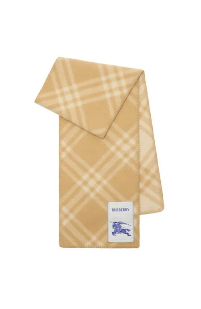 Burberry Check Wool Scarf In Brown