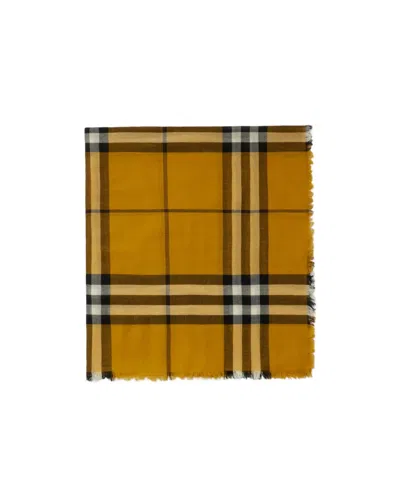 Burberry Check Wool Scarf In Brown