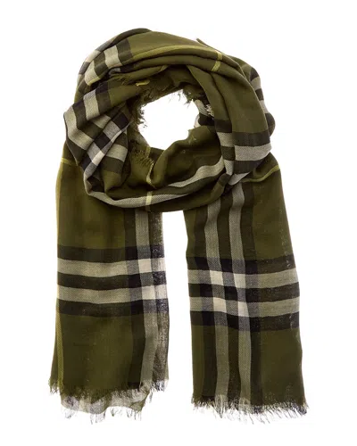 Burberry Check Wool Scarf Check Wool Scarf In Green