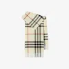 Burberry Stone Check Pattern Fringed Edge Rectangular Shape Logo Patch To The Front Brushed Finish In Neutral