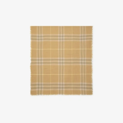 Burberry Check Wool Scarf In White