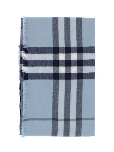 Burberry 'check' Wool Scarf In Gray