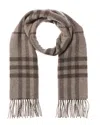 Burberry Check Wool Scarf In Gray