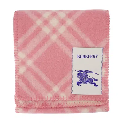 Burberry Check Wool Scarf In Pink