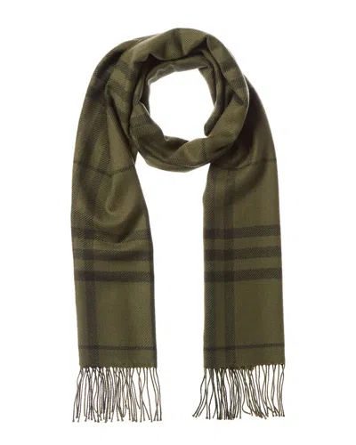 Burberry Check Wool Scarf In Green