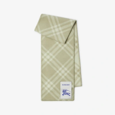 Burberry Check Wool Scarf In Green