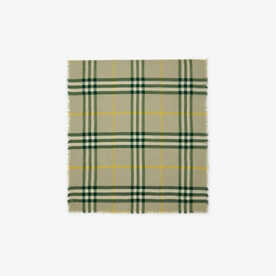 Burberry Check Wool Scarf In White