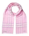 Burberry Check Wool Scarf In Pink