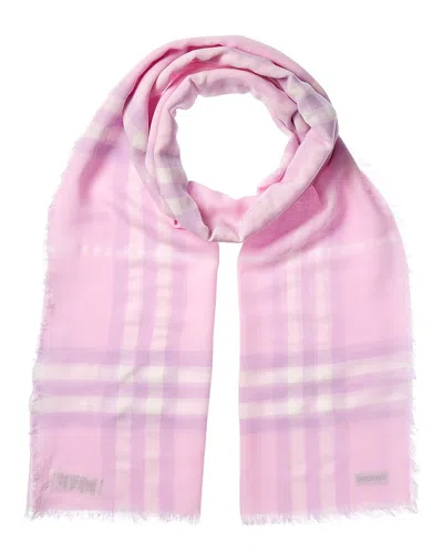 Burberry Check Wool Scarf In Pink