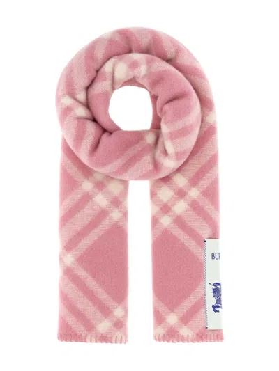 Burberry Check Wool Scarf In Pink