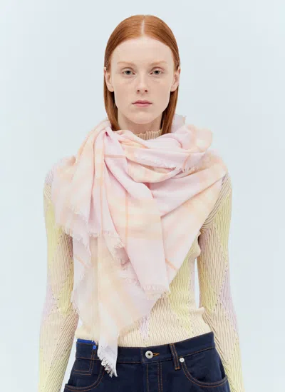 Burberry Check Wool Scarf In Pink