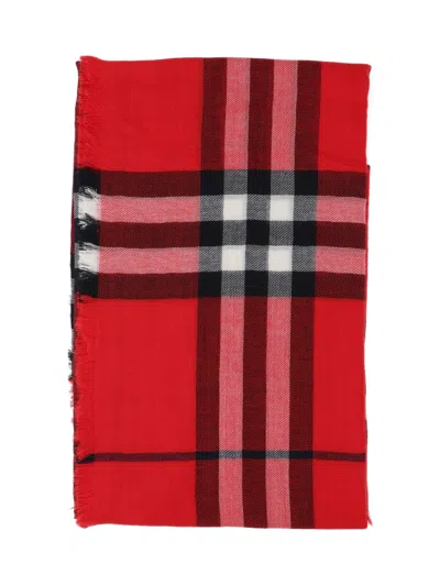 Burberry 'check' Wool Scarf In Red