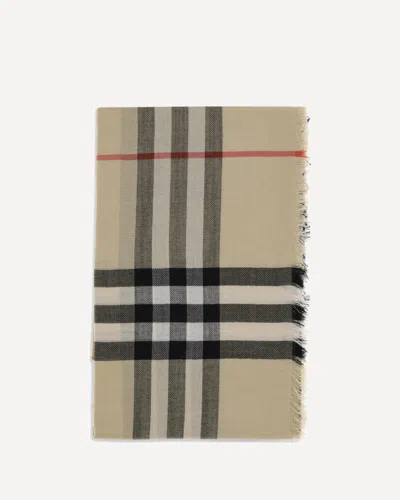 Burberry Check Wool Scarf In Neutral