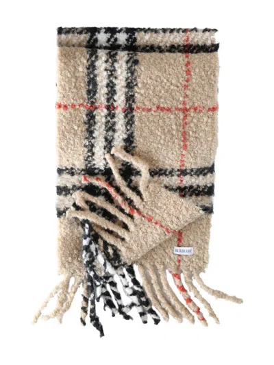 Burberry Check Wool Scarf In Sand
