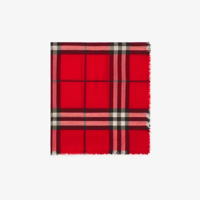 Burberry Check Wool Scarf In Scarlet