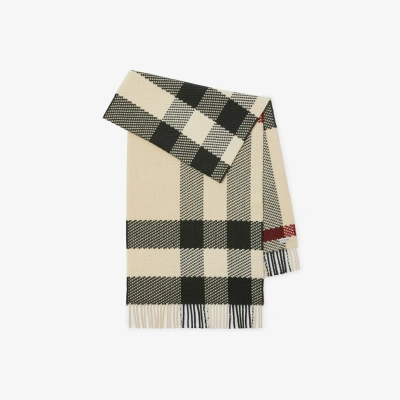 Burberry Check Wool Scarf In Stone