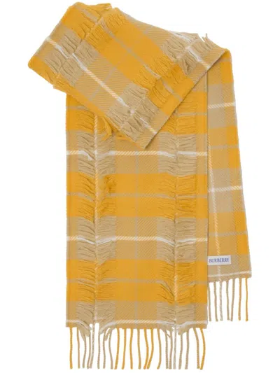 Burberry Kids' Check Wool Scarf In Yellow