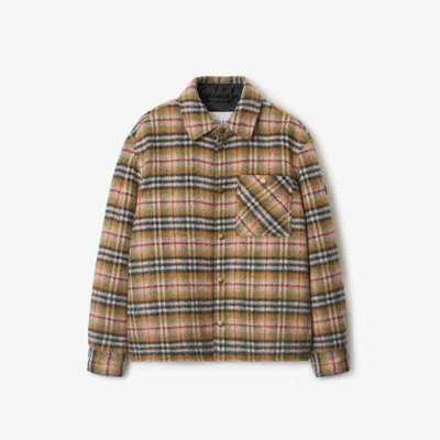Burberry Check Wool Shirt In Gold