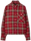 Burberry Check Wool Overshirt In Red