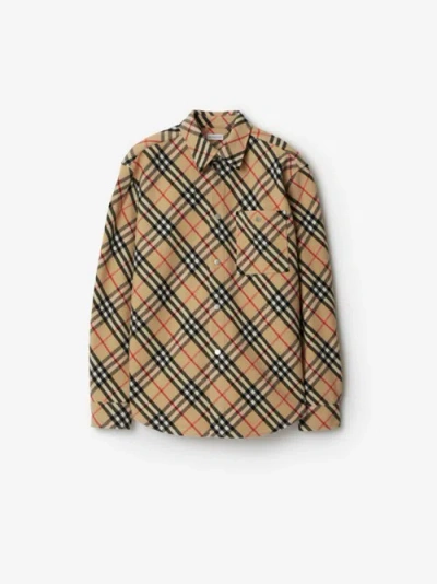 Burberry Vintage Check Wool Shirt In Brown