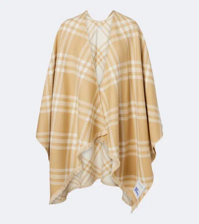 Burberry Check Wool, Silk, And Cashmere Cape In Sand