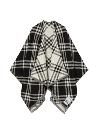 Burberry Check Wool Silk Cashmere Cape In Black