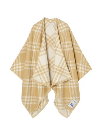 Burberry Check Wool Silk Cashmere Cape In Neutral