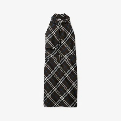 Burberry Check Wool Silk Dress In Black