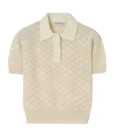 Burberry Check Wool Silk Polo Shirt In Neutral