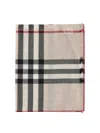 Burberry Check Wool Silk Scarf Scarves Beige