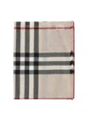 Burberry Check Wool Silk Scarf Scarves Beige In Beige