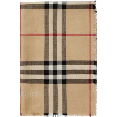 Burberry Check Wool Silk Scarf In Multi