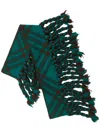 Burberry Check Wool Scarf In Green