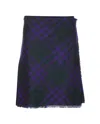 Burberry Check Print Kilt With Belted Detail In Purple
