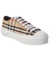 Burberry Beige Cotton Sneakers With Casual Chic Check Pattern In Brown