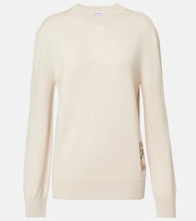 Burberry Check Wool Sweater In Beige
