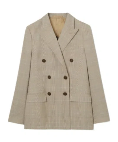 Burberry Check Wool Tailored Jacket In Neutral