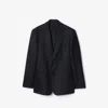 Burberry Check Wool Tailored Jacket In Black