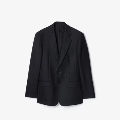 Burberry Check Wool Tailored Jacket In Black
