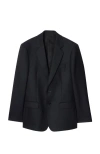 Burberry Check Wool Tailored Jacket In Black