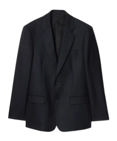 Burberry Check Wool Tailored Jacket In Black
