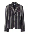 Burberry Check Wool Tailored Jacket In Blue