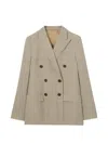 Burberry Check Wool Tailored Jacket In Neutral